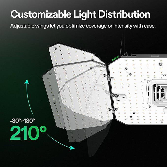 VIVOSUN AeroLight Wing AW200, Tunable Spectrum, LED Grow Light 200W with Integrated Circulation Fan & Growhub Controller E42A, Compatible with App & E25, 2x4/3x3Ft Coverage