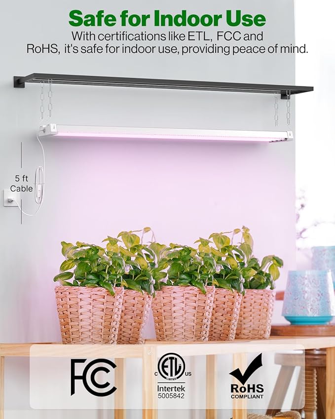 Sunco Grow Lights for Indoor Plants LED, 4FT Grow Light for Greenhouse, 80W, Full Spectrum, Integrated Suspended Fixture, Linkable, Plug in, for Seedlings, Vegetables, Flowers 4 Pack