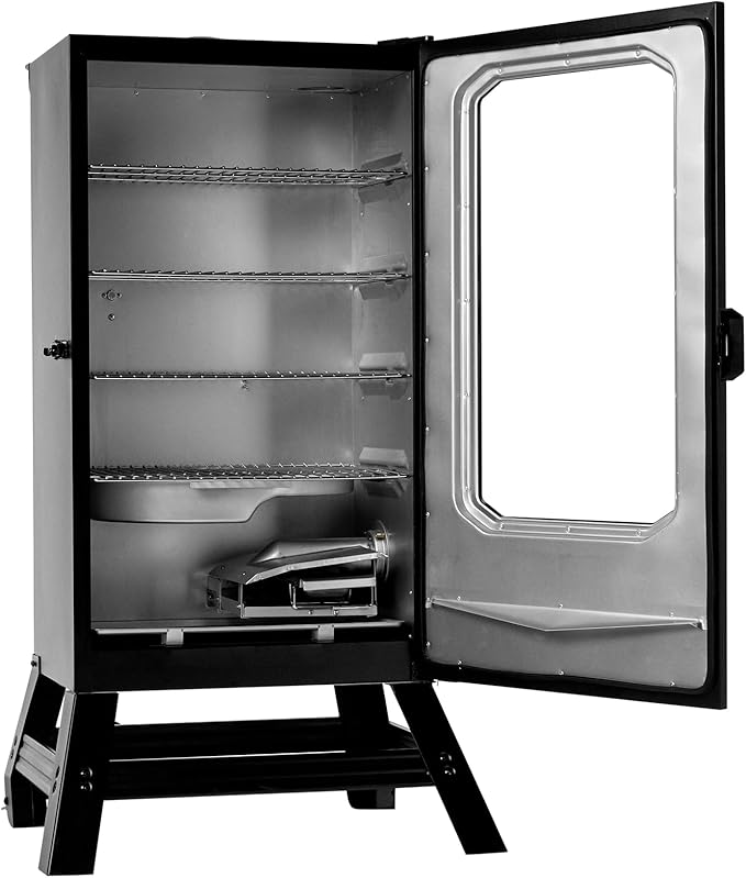 Masterbuilt® 30-inch Digital Electric Vertical BBQ Smoker with Leg Kit, Side Wood Chip Loader and 710 Cooking Square Inches in Black, Model MB20070421