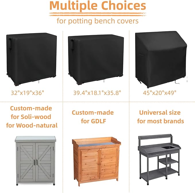 Potting Bench Cover, Waterproof Cover for Yaheetech Outdoor Potting Bench Table 45"x20"x49", Protective Cover for Outdoor Cabinet/Potting Benches for Outside/Garden Table for Planting