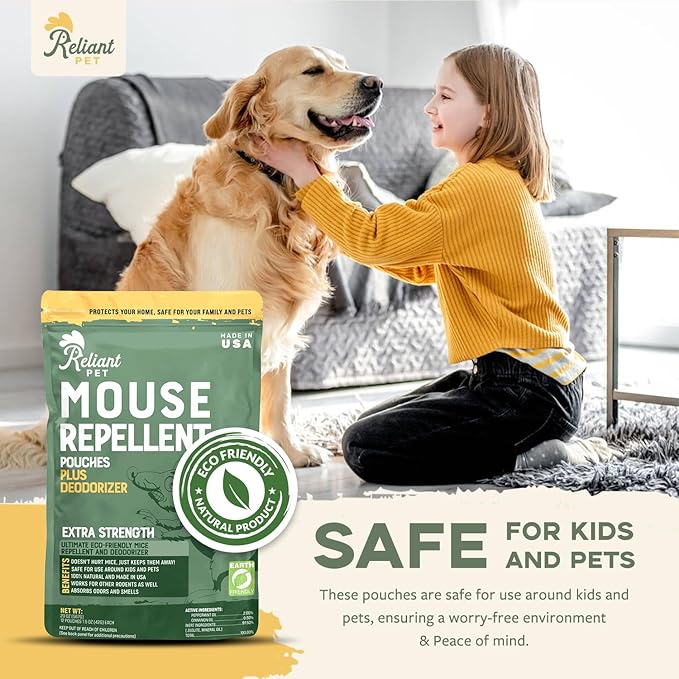 Mouse Repellent Pouches - Rodent Repellent Made in USA (12 Pouches) - Keep Rodents Out of Cars Engines - Mice Repellent Indoor and Outdoor - Mouse Deterrents That Work with Peppermint Oil