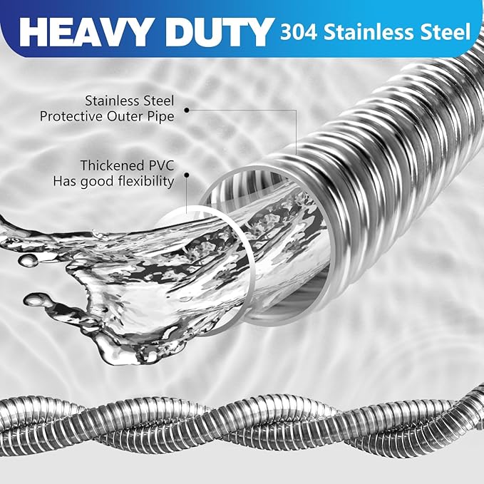 Short Metal Garden Hose 6 ft – 304 Stainless Steel Water Hose Leader, Flexible Hose Extension, Small Lightweight Hose Extender,No Kink Outdoor Hose (6 ft)