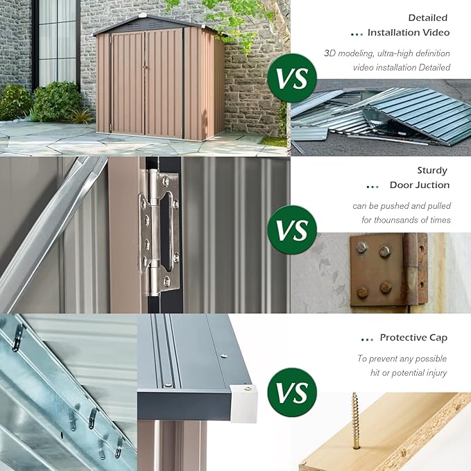 AECOJOY 7' x 7' Metal Storage Shed for Outdoor, Outdoor Storage Shed with Design of Lockable Doors, Utility and Tool Storage for Garden, Backyard, Patio, Outside use.