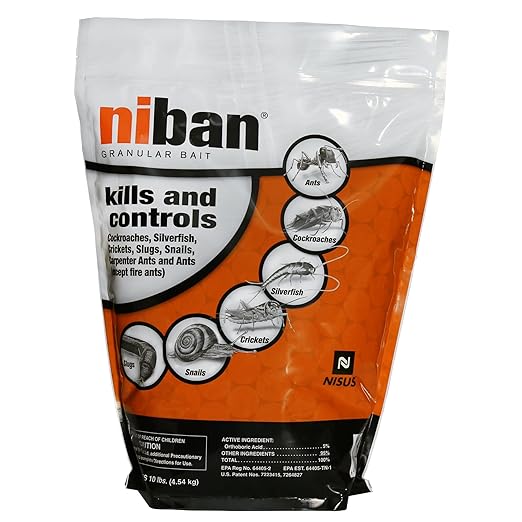 Nisus Niban Granular Bait, Weather-Resistant, Boric Acid Formula, Ants, Roaches, Crickets, Slugs & Snails, Indoor/Outdoor Use, 10 lbs