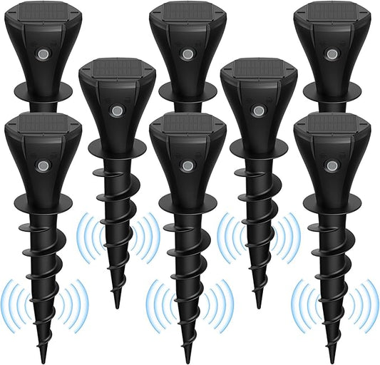 8 Pack Mole Repellent Solar Powered, Snake Vole Repellent Outdoor, IP65 Waterproof Snake Deterrent Gopher, Waterproof Sonic Mole Spikes for Lawn and Garden, Get Rid of Moles, Groundhogs, and Rodents