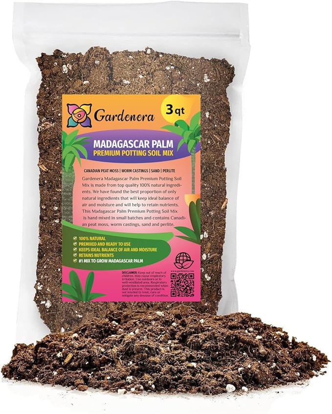 Madagascar Palm Potting Soil - Enhance Growth and Health with Professional Grade Nutrient-Rich Mix - 3 Quart
