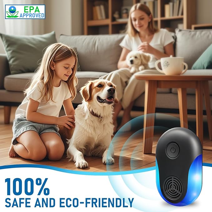 2025 Upgraded Version Ultrasonic Repeller 6 Pack, Indoor Ultrasonic and Repellent for Pest Insect, Roach, Rodent, Mouse, Bugs, Ant, Mosquito, Mice, Spider, Electronic Plug in Pest Control (6)
