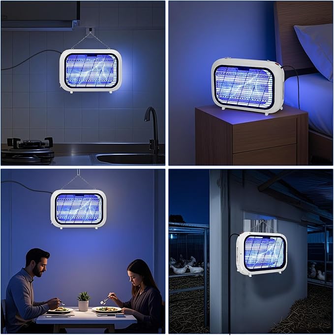 Bug Zapper Indoor, Upgrade 20W High-Voltage Dual Grid Electric Mosquito Zapper with 2 Replacement Bulbs, Fruit Fly Moth Gnat Traps Mosquito Killer for Home & Indoors Use