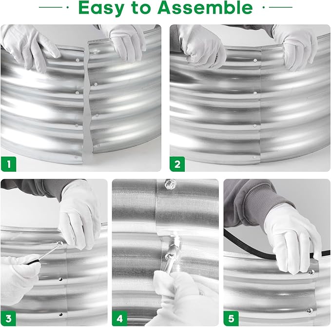 JERIA Raised Garden Bed,Galvanized Raised 2 PCS 2×2×1ft Planter Boxes Outdoor with Easy Assembly, Round Garden Bed for Vegetables, Fruits, Flowers