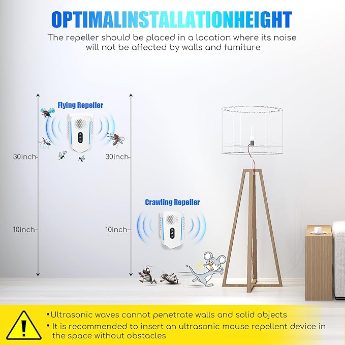 2025 Upgraded Ultrasonic Pest&Insect Repeller,6 Packs Electronic Mouse Ultrasonic Repellent for Roach,Rodent,Bugs,Mosquito,Spider,Ant,Mice Plug in Pest Control Device with 3 Mode Switching