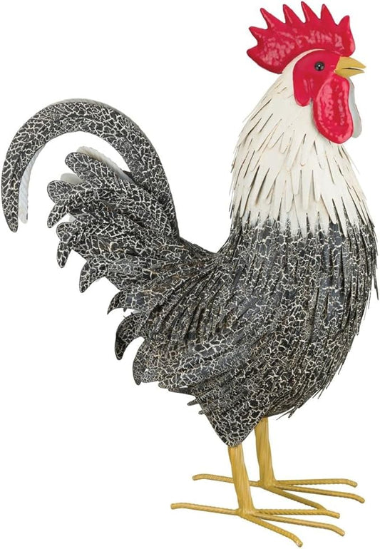Regal Art & Gift Handcrafted Metal Rooster Statue, Weather-Resistant Farmhouse Yard Art, Indoor/Outdoor Garden Sculpture, Detailed Feather Design, Decorative Bird for Home & Garden, Murray, 20" Height