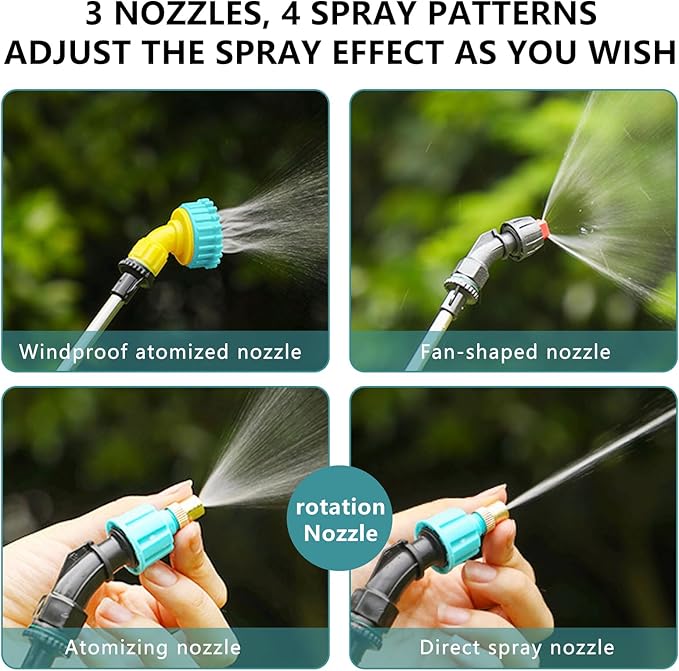 Battery Powered Sprayer, 2.4 Gallon Electric Garden Sprayer, Automatic Power Weed Spray Battery Operated with Adjustable Shoulder Strap and Rechargeable Handle for Yard, Lawn, 3 Mist Nozzles (Orange)