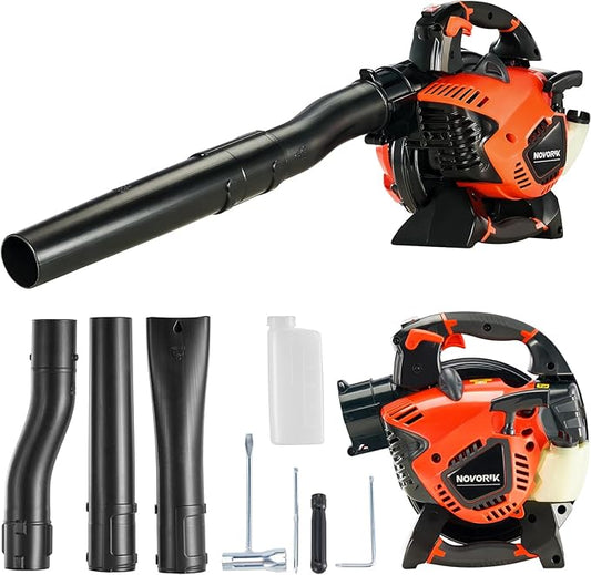 28CC Gas Leaf Blower 450-CFM 160-MPH, 2-Cycle Handheld Leaf Blower for Lawn Care, Leaf Cleaning, Snow Removal (Orange)