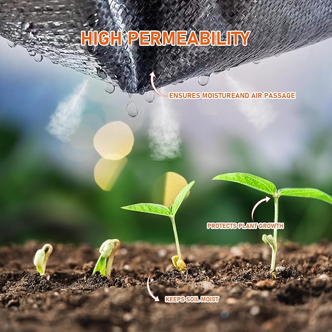 6 Size Weed Barrier Landscape Fabric Heavy Duty Gardening Weed Control Mat,Woven Weed Cloth Geotextile Fabric for Landscaping Driveway Farm Greenhouse (6x100FT)