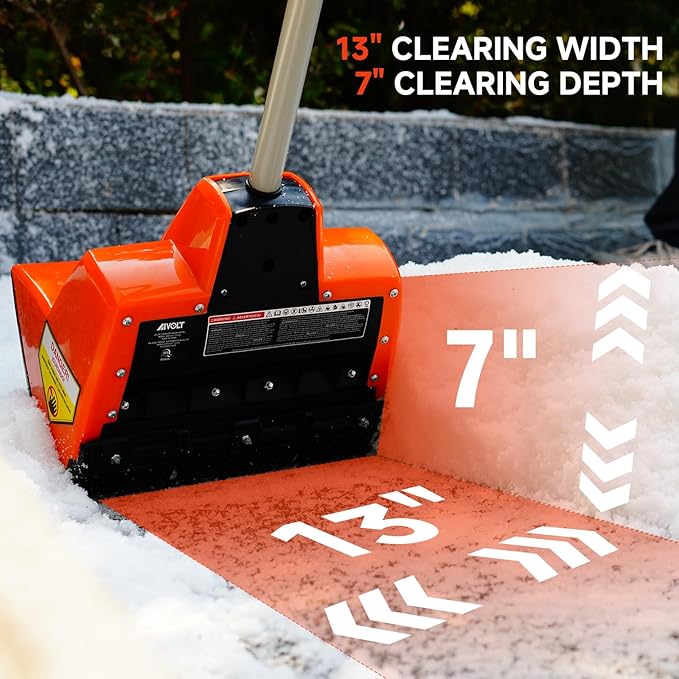 AIVOLT 24V Cordless Snow Shovel, 400W Power Motor, 13×7 Inch Clearing Path, 20FT Throwing Distance, 4.0Ah Battery & Fast Charger Included, 2-Year Warranty