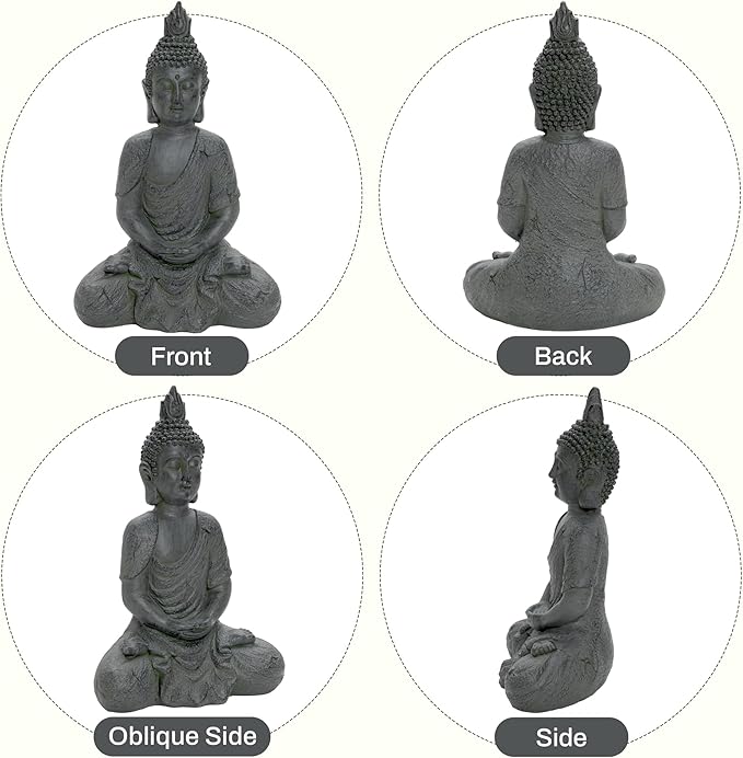LuxenHome Large Buddha Statue Outdoor and Indoor, 22" Fiber Stone Meditating Buddhas Garden Statues Outdoor, Zen Buddha Garden Sculptures & Statues, Outdoor Statues for Patio, Backyard Deck