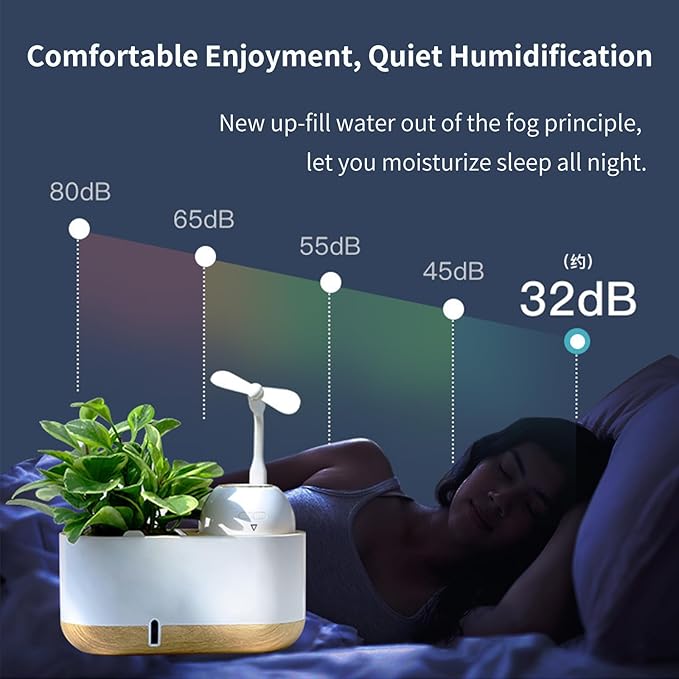 Flowerpot humidifier dual use, Hydroponics Growing System,smart planting, Soft light design,automatic water absorption container,Gardening Gifts for Women,Plant-Free(White)
