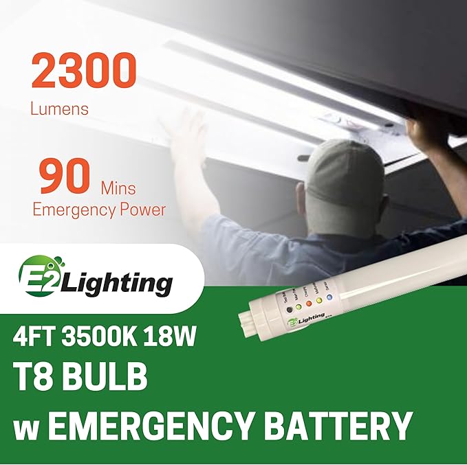Emergency 4FT T8 Tube with bettery Backup Shop Light (3500K)