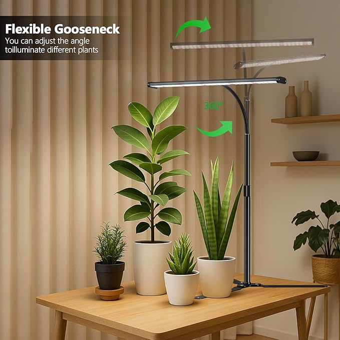 Super-Bright Plant Grow Light, 6000K 108LEDs Full Spectrum Plant Lamp with Timer 4/8/12Hrs & Height Extendable for Home Office Desktop Indoor Plants, 12V 3A High Power Output for Faster Growth