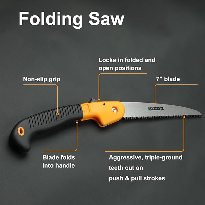Folding Hand Saw for Tree Trimming, Gardening & Camping, Heavy Duty Pruning Saw for Branch Cutting, Outdoor Hiking Survival Tool, Compact and Lightweight Handsaw