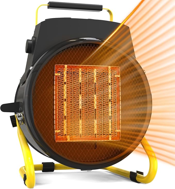 Outdoor Heaters for Patio-1500W Portable Electric Garage Heater with 2S Fast Heating, Overheat Protection, Thermostat, Space Heaters for Outdoor, Greenhouse, Room, Garage, Tent, Indoor Use