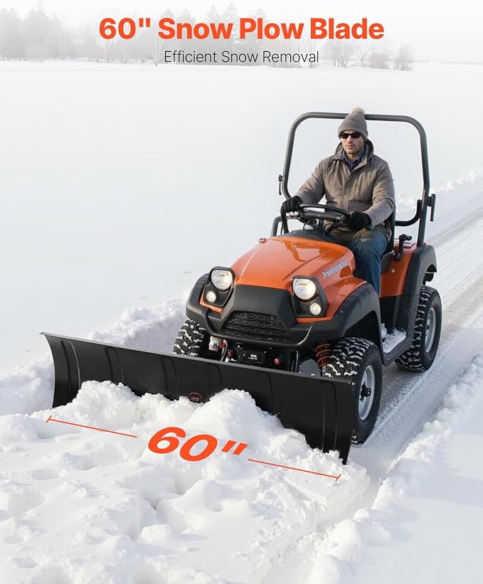 VEVOR Snow Plow Kit, Universal Snow Plow Attachment, Height & Left-Right Adjustable (60in)