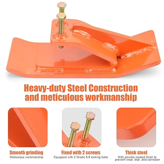 Tractor Bucket Protector(Upgraded Version), 2Pcs Ski Edge Protector, Turf Tamer Skid Protector with Grade8.8 Double Lock Nuts and Bolts, Heavy Duty Steel for Snow Removal Spreading Gravel,Orange