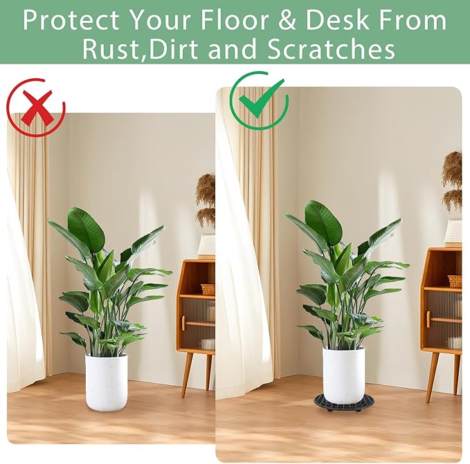 QTLCOHD 24Pcs Plastic Plant Stands 8 Inch Black Plant Level Pot Elevator Patio & Deck Floor Protector for Indoor Outdoor Garden Flower Potted Plants