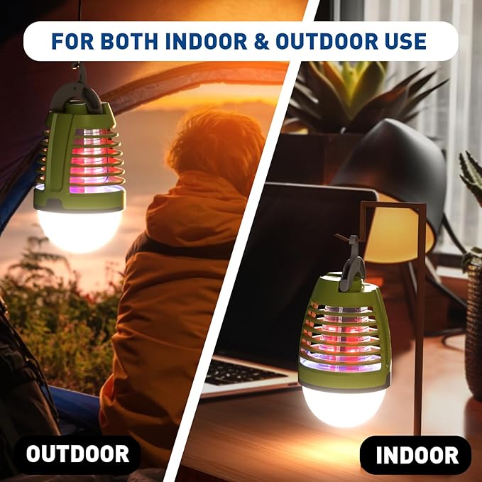 Portable Bug Zapper Outdoor Indoor, Electric Mosquito Fly Killer Lamp with Three Lighting Mode, USB Rechargeable Light Bulb Zapper for Camping, Home, Patio (3 Pack)