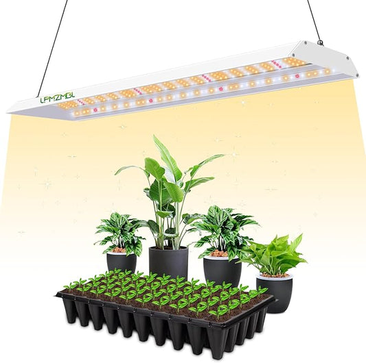 60W LED Grow Lights for Seed Starting, 2ft Hanging Full Spectrum Seedling Lights Grow Lights for Indoor Plants, 4/8/12H Timer and 10 Dimming Levels, Height Adjustable and Energy Efficient