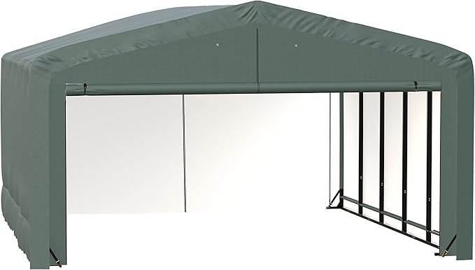 ShelterLogic ShelterTube Garage & Storage Shelter, 20' x 23' x 12' Heavy-Duty Steel Frame Wind and Snow-Load Rated Enclosure, Green