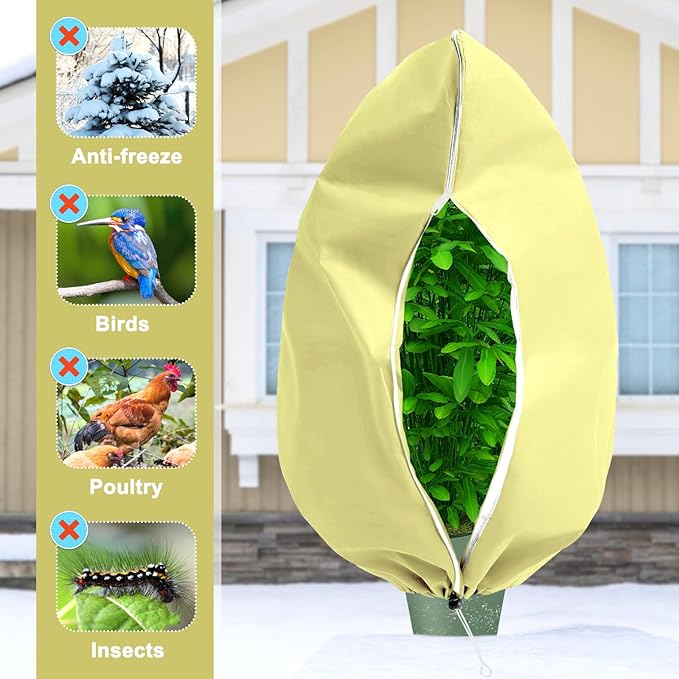 DQS 4 Pack Plant Covers Freeze Protection, 47.2" x70.8" Winter Frost Protection Blankets Frost Cloth,Suitable for Outdoor Winter Frost, Cold Weather, shrubs, Trees, Jackets, and coverings