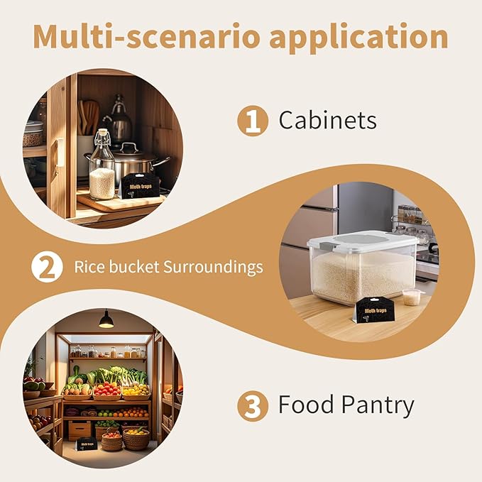 Upgraded Moth Traps, Double Potent Pantry & Clothes Traps with Pheromones Prime, No Toxic & Odorless Meal Moth Trap, Organic Sticky Moths Balls Repellent with Lure for Closet, Kitchens -20Pack