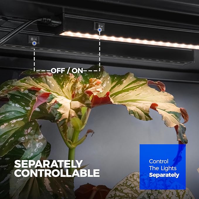 Barrina T5 Plant Grow Lights for Indoor Growing, 2FT 80W (8 x 10W) Full Spectrum LED Grow Light, Black Cover Growing Light Strips with Switch, Magnetic Installation, Plug and Play, Yellow, 8 Packs