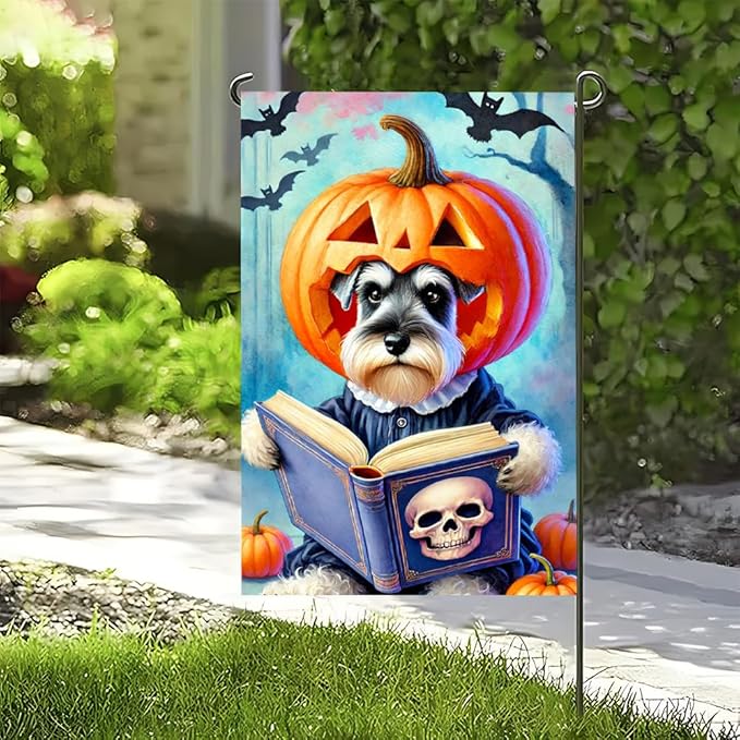 Halloween Pumpkin Dog Garden Flag 12x18 Inch Double Sided Fall Polyester Yard Flag