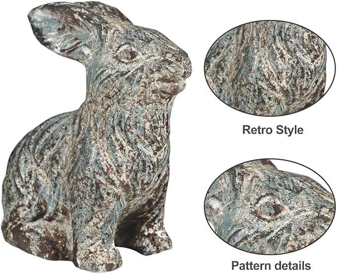 All Chic Bunny Decor Garden Statue Cement Rabbit Statue for Home Garden Indoor Outdoor Statues for Yard,Front Yard Decor,Easter Rabbit Figurines（Blue）