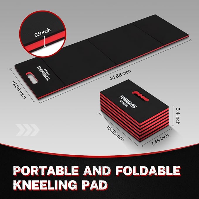 TOMMARS 0.9" Foldable Thick Kneeling Pad, 5 Fold Comfortable Foam Knee Pads Cushion Mat for Gardening, Yardwork, Workshop Repairing