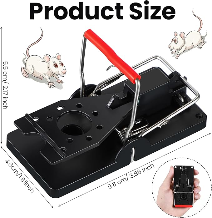 Qualirey 18 Pcs Plastic Mouse Rat Traps House Indoor Quick Effective Safe for Warehouse Garden Kitchen 3.86 x 1.81 x 2.17 Inch (Black,Red)