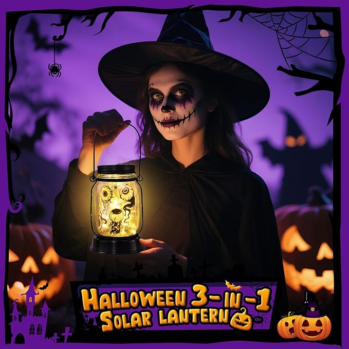 Halloween Decorations Gifts for Women/Men Halloween Eyeballs Solar Lanterns Eyeball Decorations Outdoor Lights Solar Garden for Yard, Patio,Backyard,Porch Torches Light