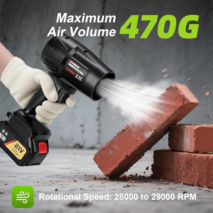 Cordless Leaf Blower Handheld Leaf Blower Adjustable Speed Portable Dust Cleaner Handheld Turbo Jet Blower for Patio Cleaning, Drying,Camping and Dust with 2 Batteries Included, Black