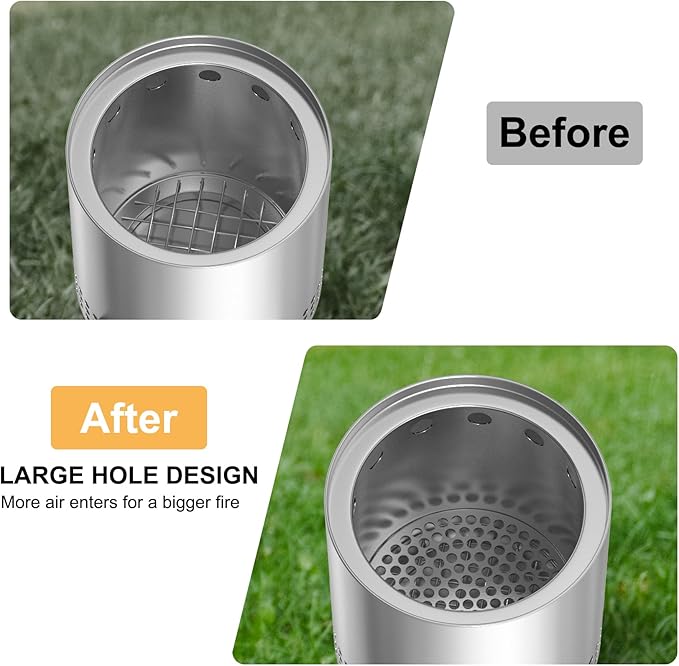 KEESHA 2PCS Pellet Adapter for Solo Stove Lite Fire Pit Dual Fuel Wood and Pellet Converter Prevents Pellet Dropping, Extends Burn Time Stainless Steel, 2mm Thickness (Dia:3.66 in)