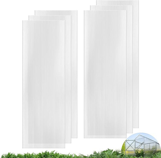 UMIG 6 PCS 6' x 2' x 0.24'' Polycarbonate Greenhouse Panels, Twin-Wall Waterproof UV Protected Corrugated Plastic Roof Panels Sheets, Clear Replacement Panels for Greenhouse, Outdoor, Plant