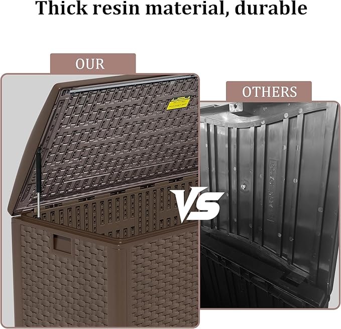 180GAL PRO Brown Blow - Molded Outdoor Deck Box with Lock Hole- Waterproof, SGS - Certified UV Resistance, Professional - Grade Storage for Garden Machinery and Large - Scale Outdoor Equipment