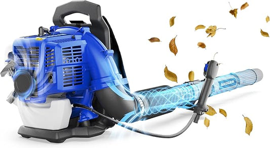 WILD BADGER POWER Leaf Blower Backpack, 43cc Gas Powered Strong Air Flow , Light Weight 17.4 lbs, Ideal for Leaf, Sand, Gravel, Snow, Yard and Driveway