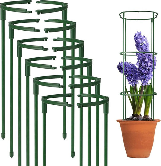 12Packs Plant Support Stake Half Round Plant Support, Stackable 3 Tier Garden Flower Support, Plant Stakes for Indoor Outdoor Plants for Tomato,Monstera, Peony, Hydrangea, Climbing Plants