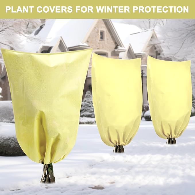 DQS 3 Pack Plant Covers Freeze Protection, 23.6" x 31.4" Winter Frost Protection Blankets Frost Cloth,Suitable for Outdoor Winter Frost, Cold Weather, shrubs, Trees, Jackets, and coverings