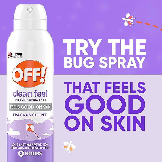OFF! Clean Feel Insect Repellent Aerosol with 20% Picaridin, Bug Spray with Long Lasting Protection from Mosquitoes, Feels Good on Skin, 7.5 oz