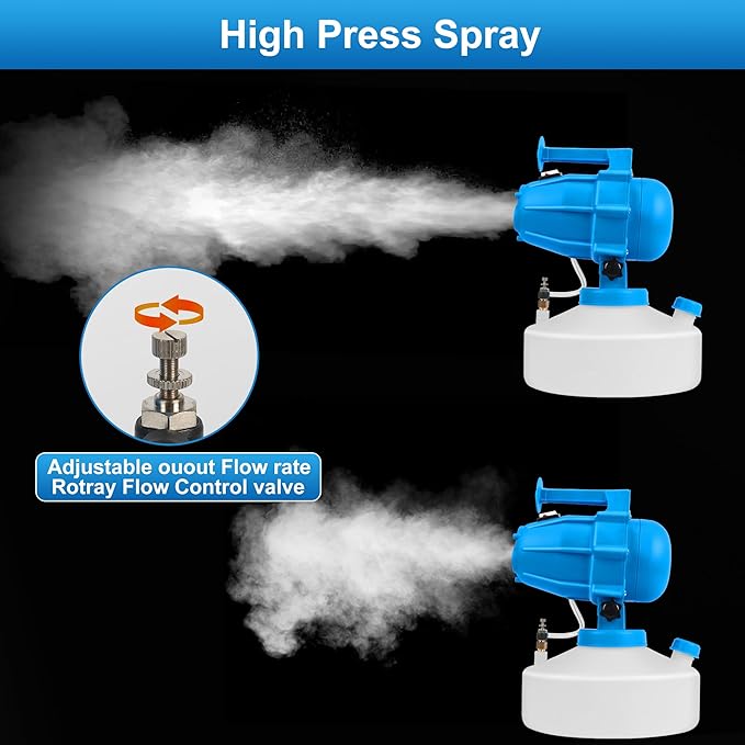 5L (1.3 Gallon) Electric ULV Fogger Sprayer Machine with 3 Nozzles, Portable Cold Fogger with Adjustable Flow Rate, 30ft Spraying Distance for Home, School, Hotel, Church, Garden, Yard