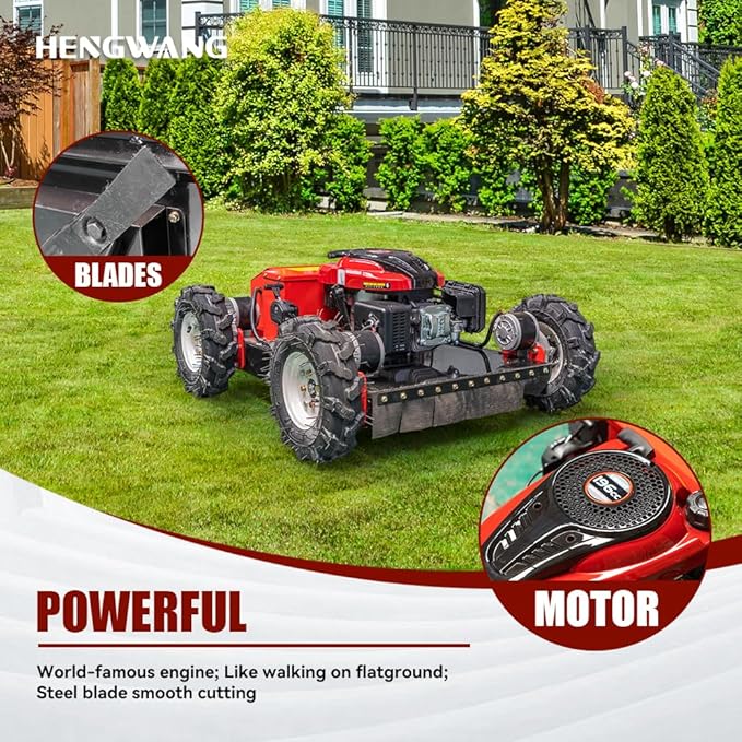 Remote Control Lawn Mower Electric Start 30° Climbing Four-Wheel Drive 7.5HP All Terrain Grass Cutter Yard Mower (HW-196-55JY)