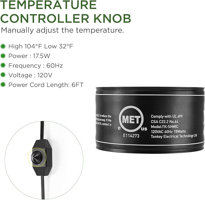 Seedfactor MET Certified Seedling Heat Mat, Adjustable Temperature Waterproof Durable Germination Station Heat Mat, Warm Hydroponic Heating Pad for Indoor Home Gardening Seed Starter